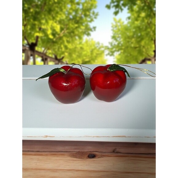 Vintage Mini Apple Ornaments Teacher Classroom Christmas Tree Farmhouse Sears - Picture 2 of 10